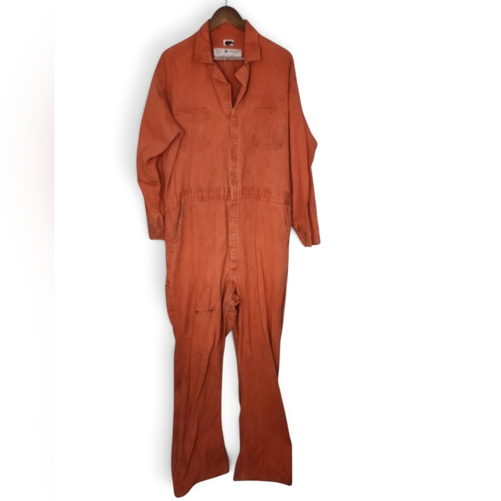 Red Kap Heavily Distressed Orange Jumpsuit Size 48L Universal Studios Wardrobe